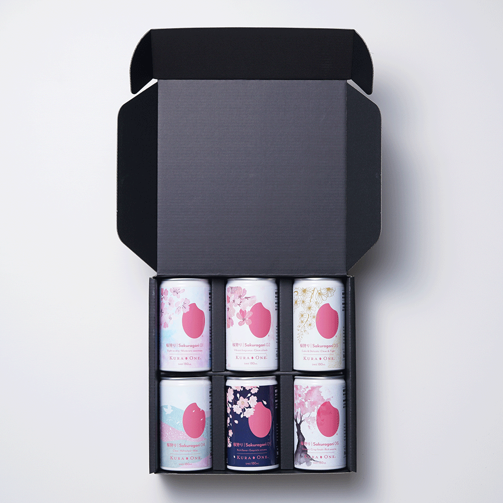 KURA ONE® 桜狩り日本酒缶6銘柄180mL*6本ボックス KURA ONE® 桜狩り日本酒缶6銘柄180mL*6本ボックス