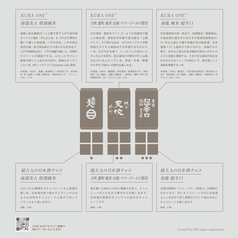 KURA ONE® 超大人のLuxury日本酒チョコレート+日本酒缶180mL*3本ボックス