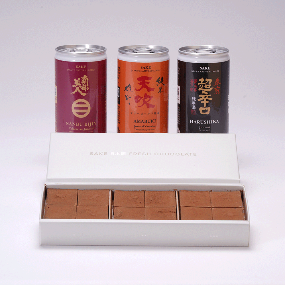 KURA ONE® 超大人のLuxury日本酒チョコレート+日本酒缶180mL*3本ボックス